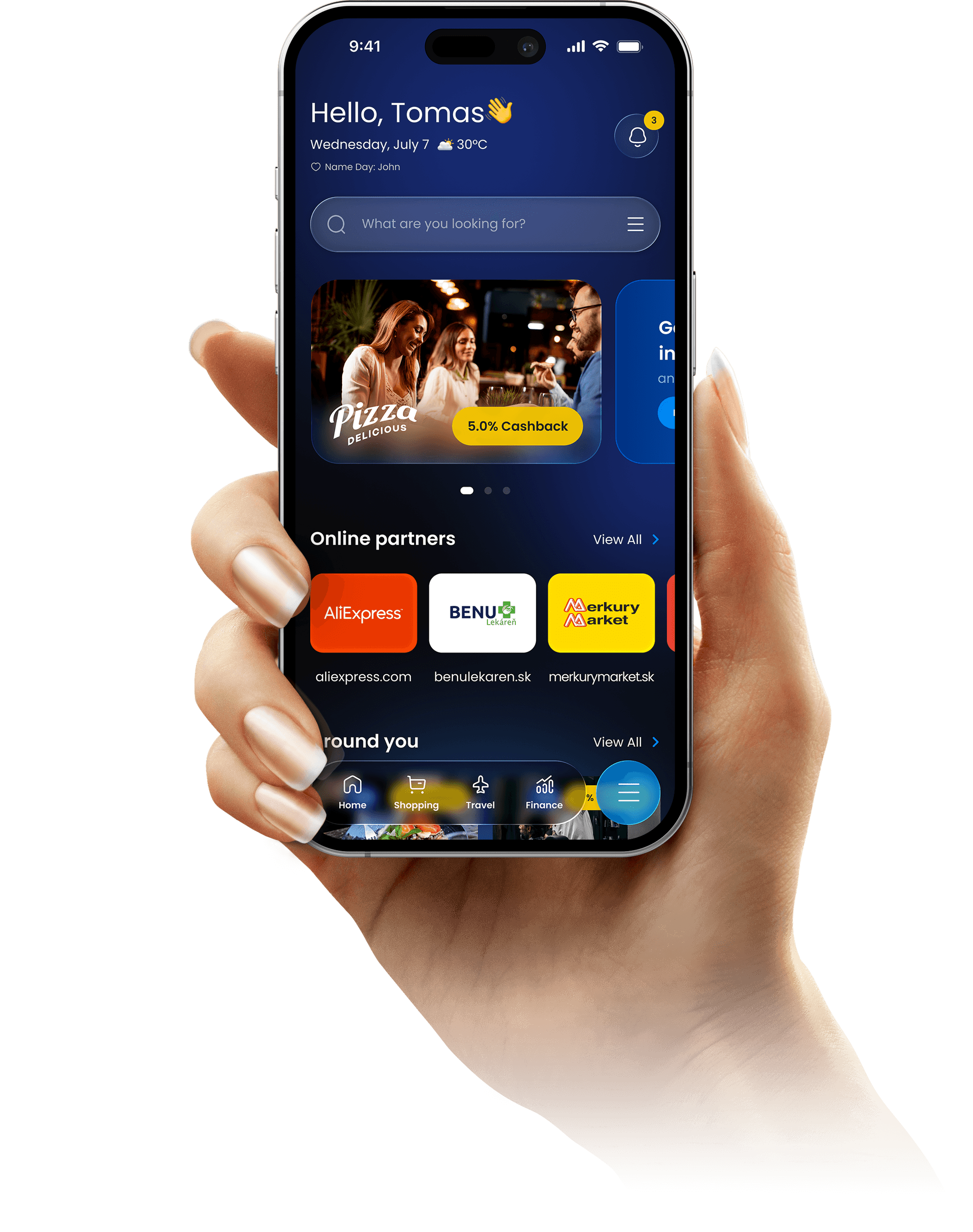 Wexo cashback app shown on an iPhone